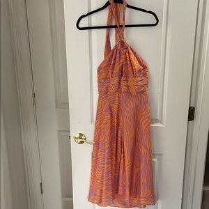 Milly Orange and Purple Striped Silk Dress